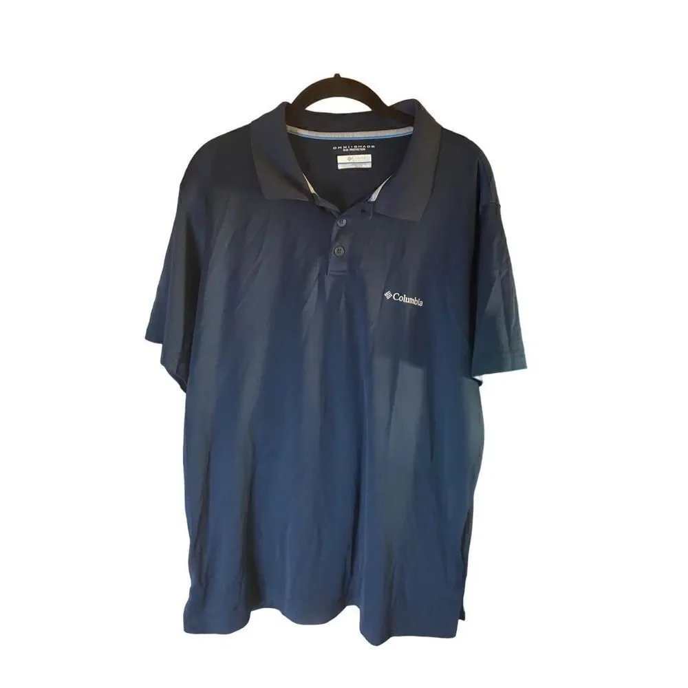 Columbia Omni shade, skin protection, navy blue polo shirt, size, XL